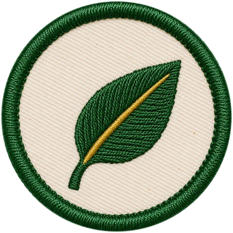 Embroidered leaf merit patch