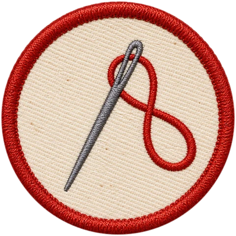 Embroidered needle and thread merit patch