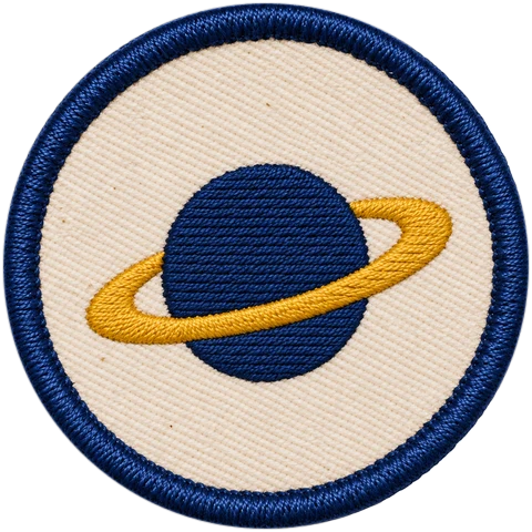 Embroidered ringed planet merit patch